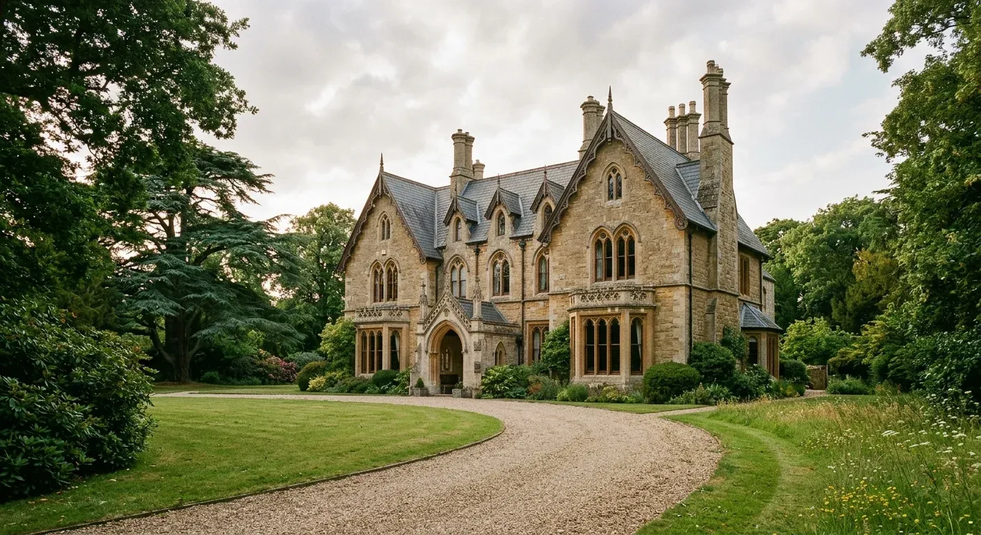 Large Victorian stone vicarage in mature grounds