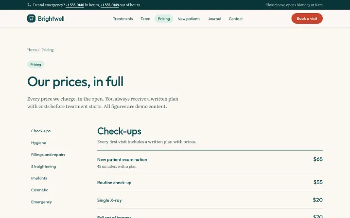 Brightwell: Price list and payment plans