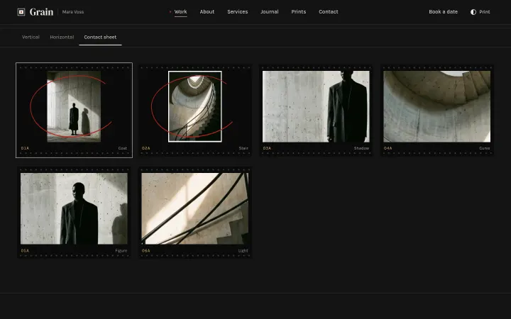 Grain: Contact sheet with grease-pencil selects