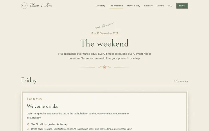 Juniper: The weekend programme with calendar files