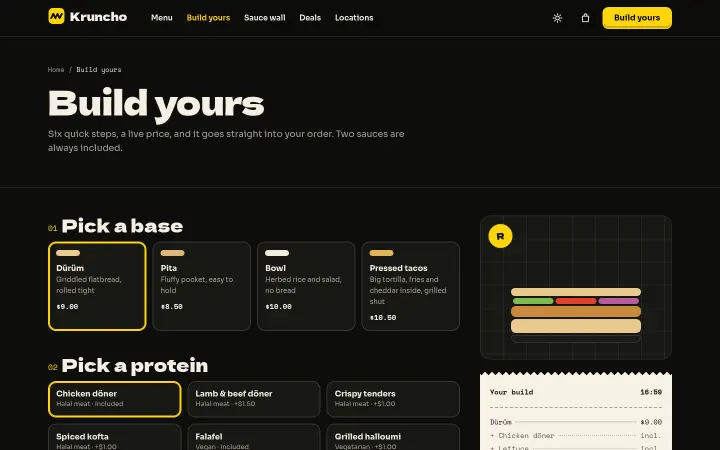 Kruncho: Build-your-own with a live price