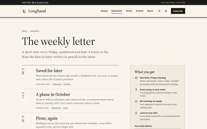 Longhand: Numbered newsletter archive