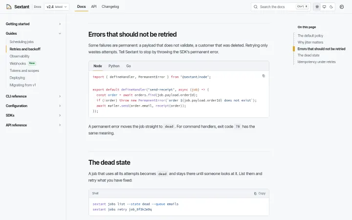 Sextant: Guide with code tabs synced across languages
