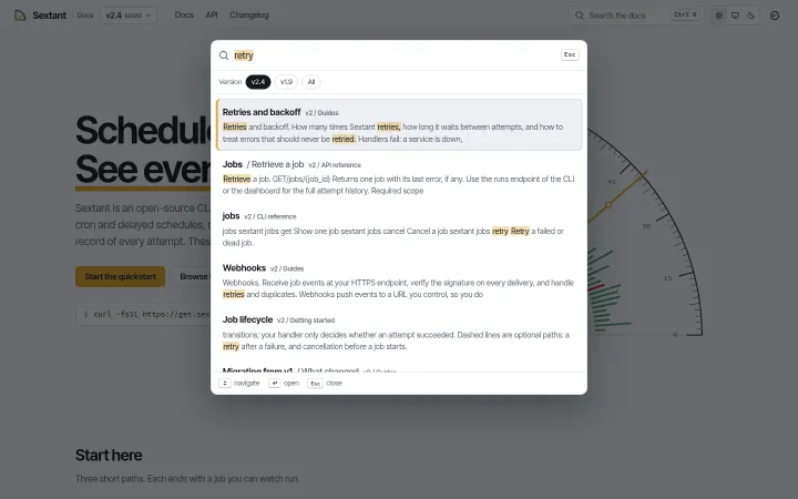 Sextant: Pagefind search dialog
